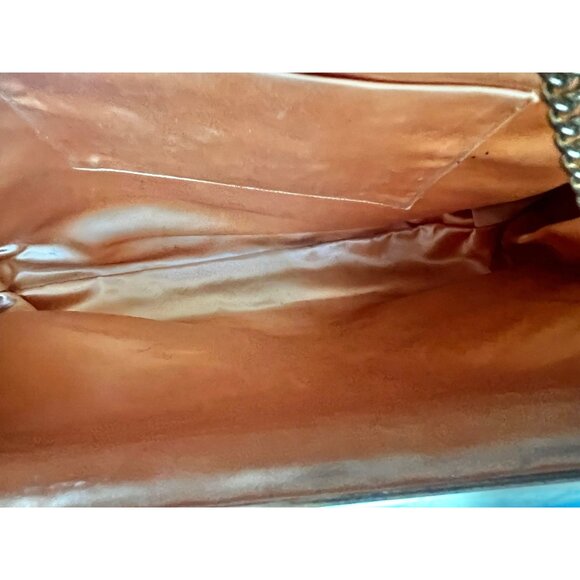 Vintage Needlepoint Floral Handbag Chain Handle Satin Lining - Picture 3 of 16